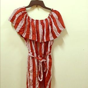 Off The Shoulder Striped Romper H&M